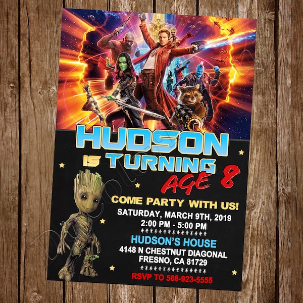 Groot Invitation Guardians of the Galaxy Invitation Groot Birthday Party Invitation Groot Party Groot Invites Groot Digital Card Groot Card