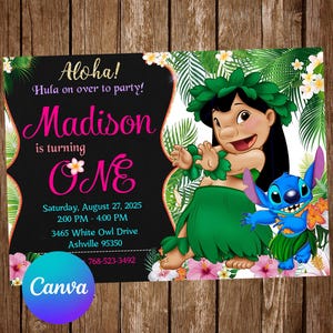 Lilo and Stitch Invitation Stitch Birthday Invitation Stitch Party Stitch Editable Invitation Stitch Invite Stitch Digital Printable Card