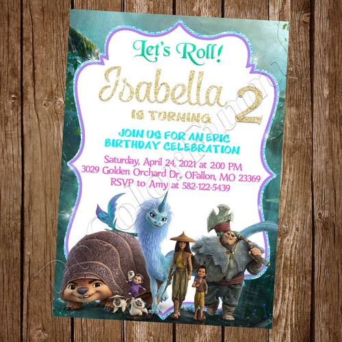 Raya and the Last Dragon Invitation Raya Invitation Raya Etsy