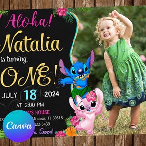 Invito di Stitch Invito di compleanno di Stitch Invito di compleanno di Stitch Invito modificabile di Stitch Invito di Stitch Biglietto stampabile digitale di Stitch
