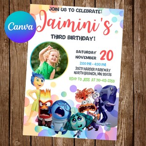 Inside Out Invitation Birthday Party Inside Out Birthday Invitation Inside Out Editable Invitation Inside Out Digital Printable Card