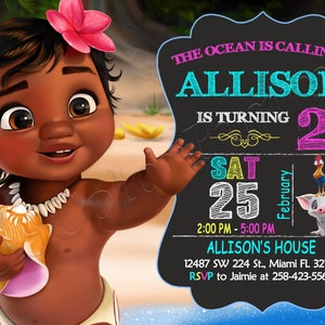 Zaproszenie na przyjęcie urodzinowe Baby Moana Zaproszenie na przyjęcie urodzinowe Baby Moana Zaproszenie na przyjęcie Baby Moana Karta Baby Moana