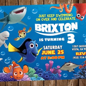 Finding Dory Invitation Finding Nemo Invitation Finding Dory Birthday Party Invitation Finding Nemo Birthday Finding Dory Party Nemo Party