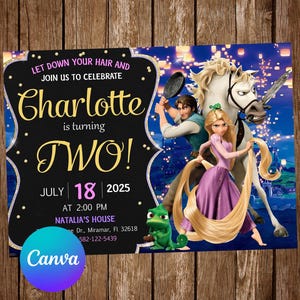 Rapunzel Invitation Birthday Party Tangled Birthday Invitation Tangled Invite Princess Rapunzel Editable Invitation Digital Card