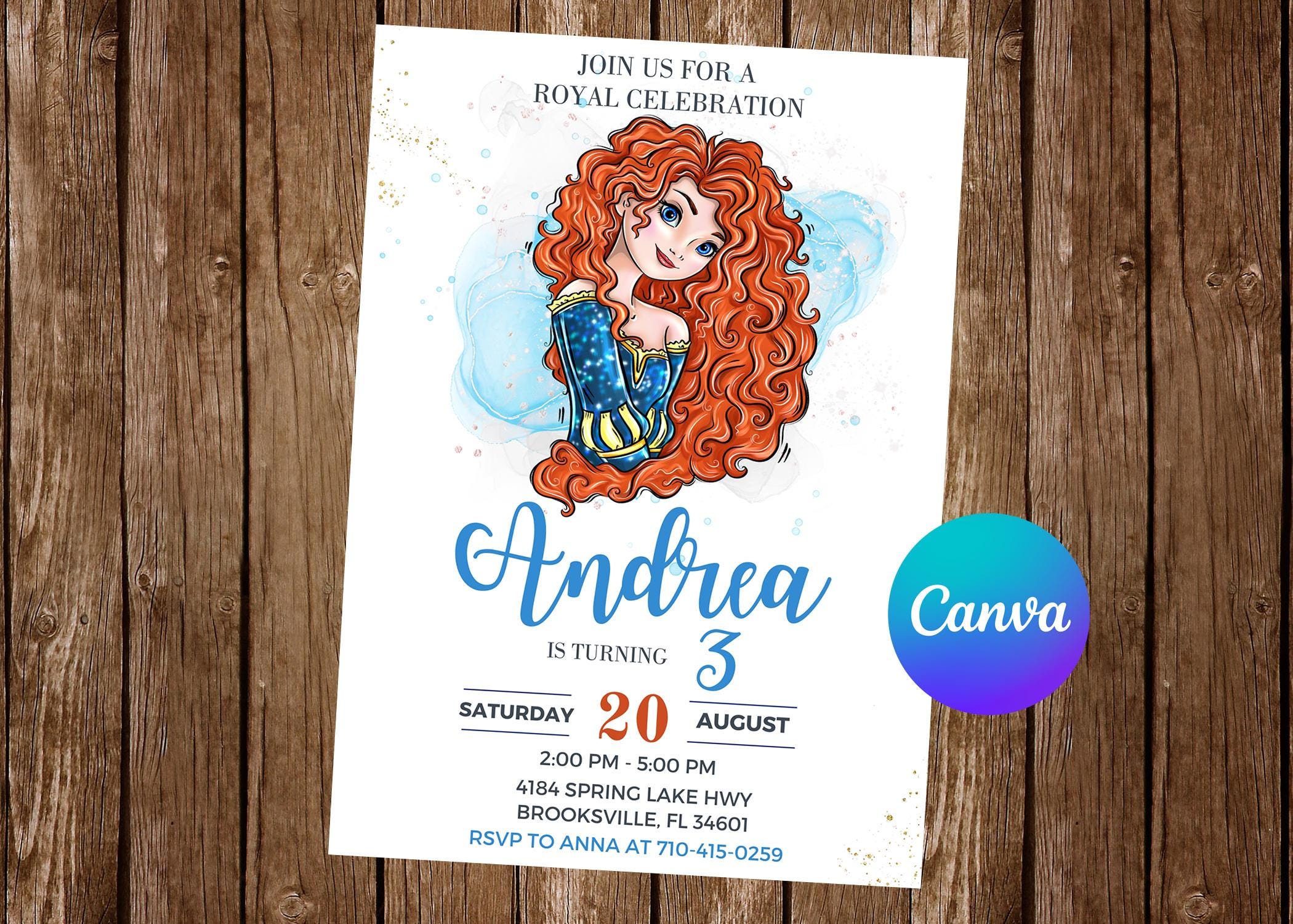 Princess Brave Invitation Birthday Party Brave Birthday Invitation ...
