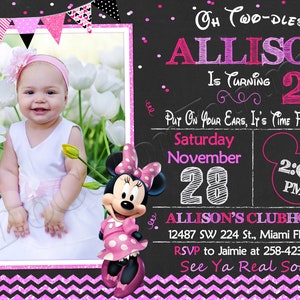 Invito di Minnie Mouse, invito per festa di compleanno di Minnie Mouse rosa, invito per festa di Minnie Mouse, invito di Minnie Mouse stampabile