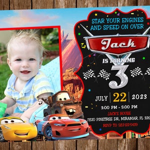 Cars faire-part Cars faire-part d'anniversaire Cars Invitation McQueen Cars Party Cars invite Cars carte numérique imprimable