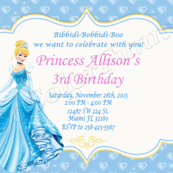 Cinderella Invitation Princess Cinderella Invitation Princess Cinderella Birthday Cinderella Party