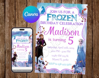 Frozen Invitation Frozen Birthday Invitation Frozen Editable Invitation Frozen Invites Frozen Digital Printable Card