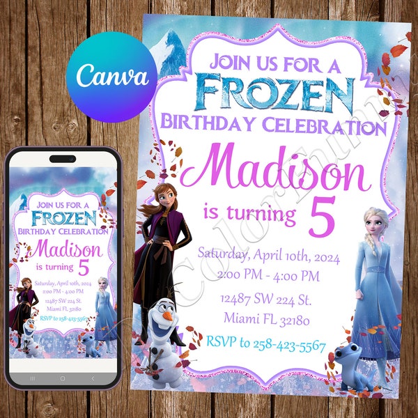 Frozen Invitation Frozen Birthday Invitation Frozen Editable Invitation Frozen Invites Frozen Digital Printable Card