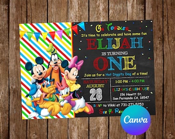 Mickey Mouse Clubhouse Invitation Birthday Party Mickey Mouse Birthday Invitation Mickey Mouse Editable Invitation Digital Printable Card