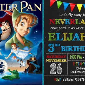 Invitación de Peter Pan Invitación para fiesta de cumpleaños de Peter Pan Fiesta de Peter Pan Invitación digital imprimible de Peter Pan Tarjeta de Peter Pan