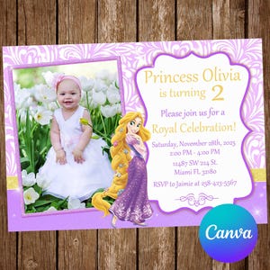 Rapunzel Invitation Birthday Party Tangled Birthday Invitation Tangled Invite Princess Rapunzel Editable Invitation Digital Card