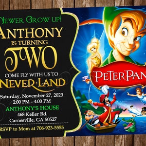 Invitación de Peter Pan Invitación para fiesta de cumpleaños de Peter Pan Fiesta de Peter Pan Invitación digital imprimible de Peter Pan Tarjeta de Peter Pan