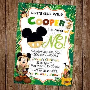 Safari Mickey Mouse Invitation Mickey Mouse Safari Invitation Safari Mickey Mouse Birthday Party Invitation Safari Mickey Mouse Party
