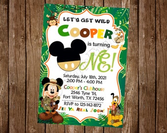 Safari Mickey Mouse Invitation Mickey Mouse Safari Invitation Safari Mickey Mouse Birthday Party Invitation Safari Mickey Mouse Party