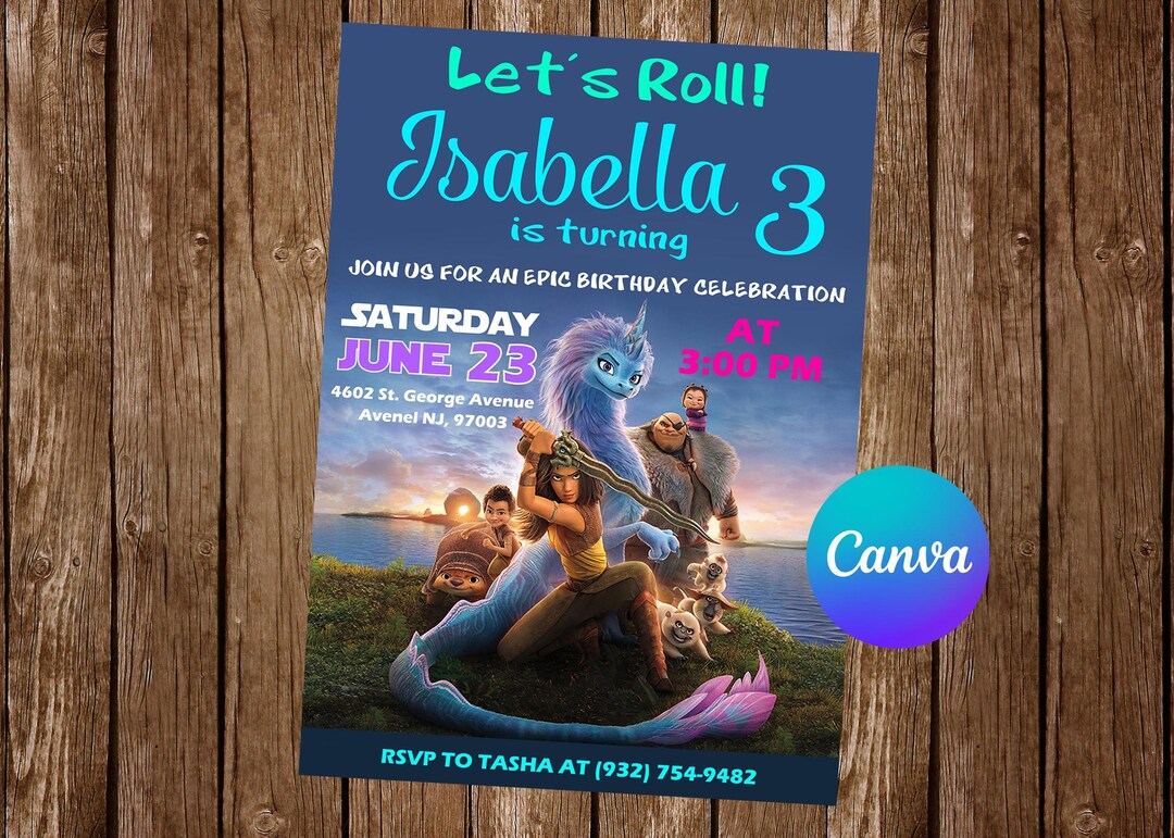 Raya and the Last Dragon Invitation Raya Invitation Raya Birthday Party ...