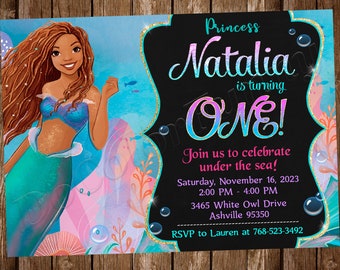 Invitación de La Sirenita Invitación de Ariel Invitación de fiesta de cumpleaños de La Sirenita Invitación de fiesta de cumpleaños de Ariel Fiesta de La Sirenita