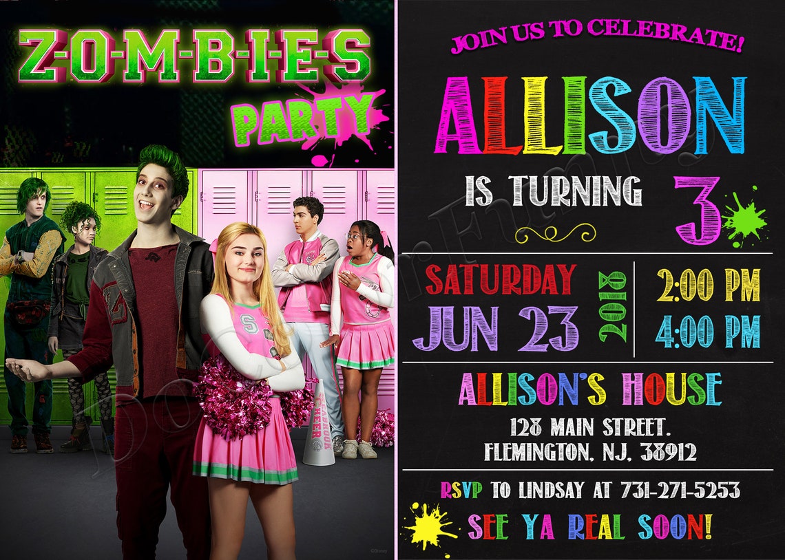 Zombies Invitation Zombies 2 Invitation Zombie Invitation Etsy