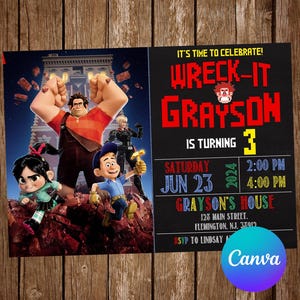 Wreck It Ralph Invitation Birthday Party Wreck It Ralph Birthday Invitation Wreck It Ralph Editable Invitation Wreck It Ralph Digital Card