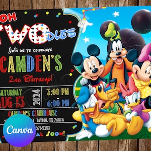 Mickey Mouse Clubhouse Invitation Birthday Party Mickey Mouse Birthday Invitation Mickey Mouse Editable Invitation Digital Printable Card