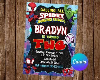 Spidey Invitation Spidey and his Amazing Friends Invitation Spidey Birthday Invitation Spidey Editable Invitation Spidey Invite