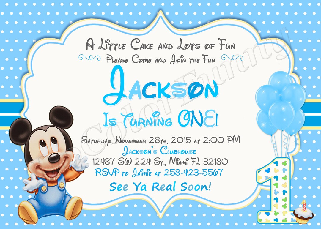 Baby Mickey Mouse Invitation Baby Mickey Mouse First Birthday ...