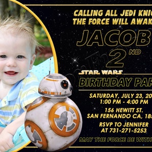 Star Wars Einladung BB8 Einladung Star Wars Geburtstagsfeier-Einladung Star Wars Party Star Wars Invite Jedi-Einladung Star Wars Digital