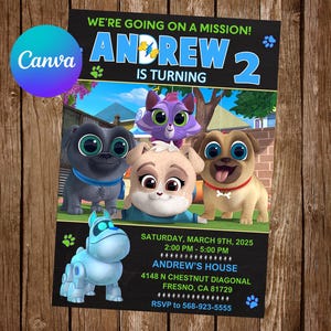 Puppy Dog Pals Invitation Birthday Party Puppy Dog Pals Birthday Invitation Puppy Dog Pals Editable Invitation Digital Printable Card