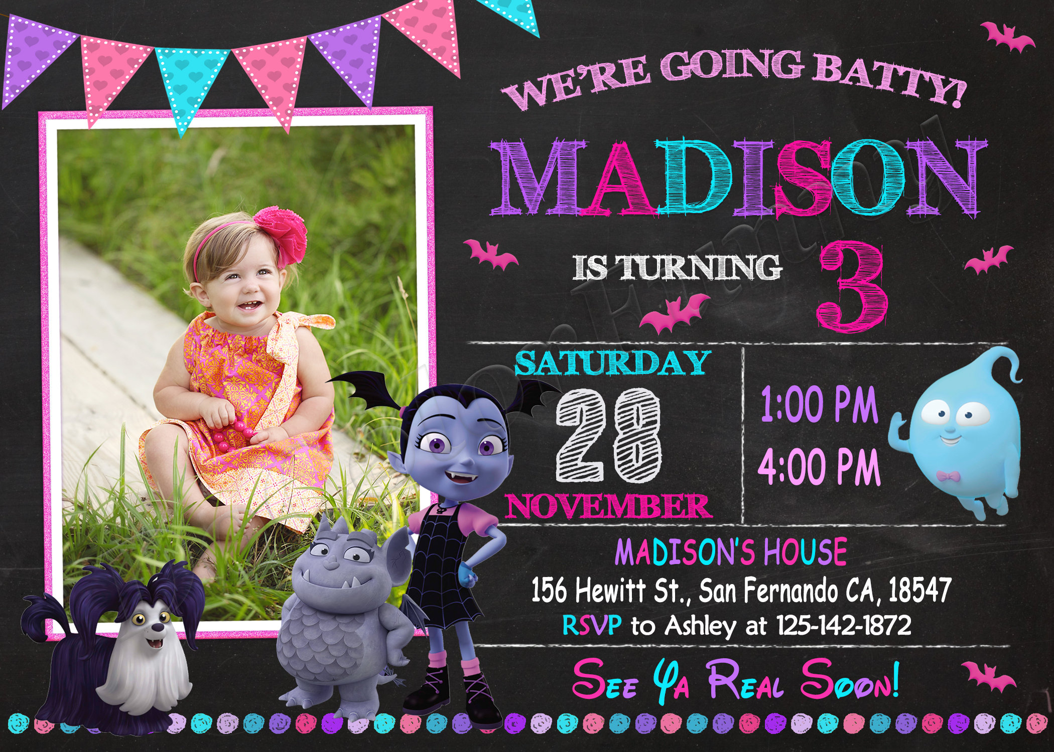 Vampirina Invitation Vampirina Birthday Invitation Vampirina Party Vampirina Digital Vampirina Card Vampirina Printable Vampirina Girl