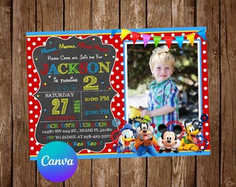 Mickey Mouse Clubhouse Invitation Birthday Party Mickey Mouse Birthday Invitation Mickey Mouse Editable Invitation Digital Printable Card