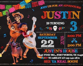 Coco Invitation Coco Birthday Invitation Fiesta Invitation Coco Party Fiesta Birthday Fiesta Party Coco Card Coco Digital Coco Invite