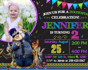 Invitación de Zootopia Invitación de cumpleaños de Zootopia Fiesta de Zootopia Tarjeta digital de Zootopia Tarjeta imprimible de Zootopia Chica de Zootopia
