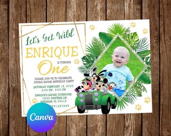 Mickey Mouse Safari Invitation Birthday Party Mickey Mouse Birthday Invitation Mickey Mouse Editable Invitation Digital Printable Card