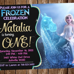 La reine des neiges Faire-part Elsa Faire-part d'anniversaire La Reine des neiges La reine des neiges invite à la fête Carte imprimable numérique La Reine des neiges
