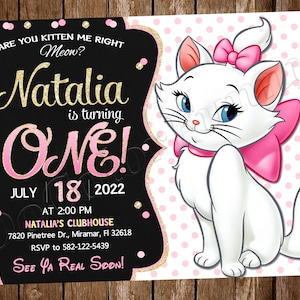 Marieinladung Aristocats-Einladung Marie Geburtstag Aristocats-Geburtstagsmarie-Party Aristocats-Party Marie Invite Aristocats Invite