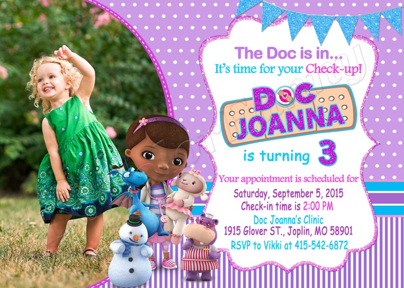 Doc Mcstuffins Invitation Doc Mcstuffins Birthday Invitation Etsy