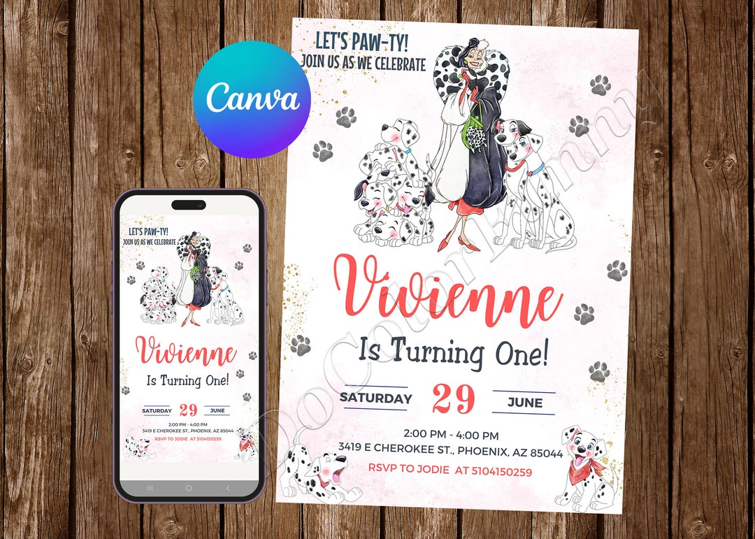 101 Dalmatians Invitation Birthday Party 101 Dalmatians Birthday ...