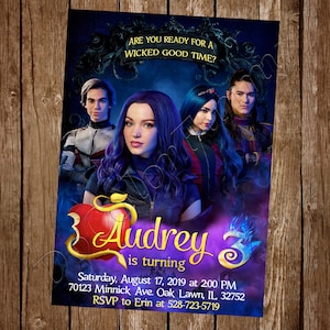 Invitation des descendants Invitation d'anniversaire des descendants Descendants Party Descendants invite Descendants Carte imprimable numérique
