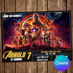 Avengers Invitation Birthday Party Avengers Birthday Invitation Avengers Editable Invitation Avengers Digital Printable Card