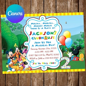 Mickey Mouse Clubhouse Invitation Birthday Party Mickey Mouse Birthday Invitation Mickey Mouse Editable Invitation Digital Printable Card