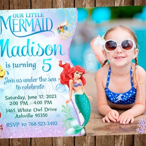 Faire-part petite sirène Faire-part Ariel Faire-part d'anniversaire petite sirène Faire-part d'anniversaire Ariel Faire-part d'anniversaire petite sirène