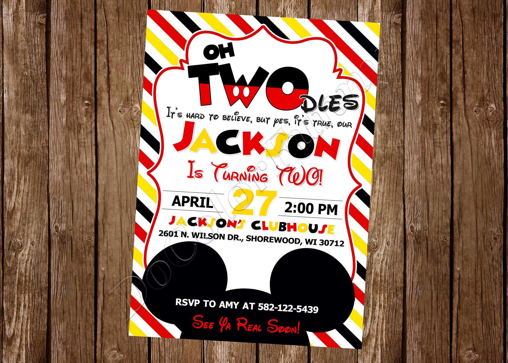 Oh Twodles Invitation Mickey Mouse Invitation Oh Twodles | Etsy