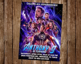 Uitnodiging Avengers Eindspel Avengers Uitnodiging Avengers Endgame Verjaardagsfeestje Uitnodiging Avengers Verjaardagsfeestje