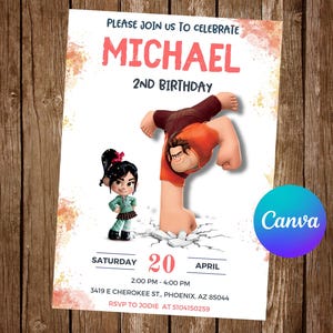 Wreck It Ralph Invitation Birthday Party Wreck It Ralph Birthday Invitation Wreck It Ralph Editable Invitation Wreck It Ralph Digital Card