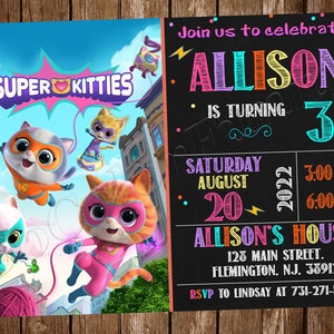 Invitation Super chatons Super chatons Anniversaire Super chatons Fête Super chatons Inviter Super chatons Super chatons numérique Imprimable