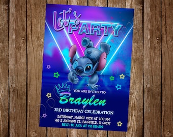 Stitch Invitation Stitch Birthday Invitation Stitch Birthday Party Stitch Party Invitation