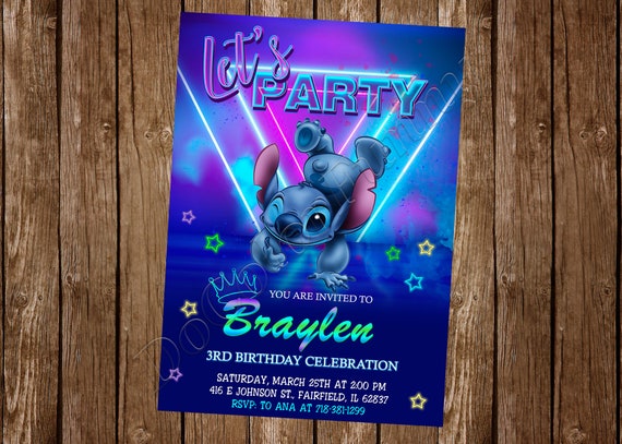 Stitch Invitation Stitch Birthday Invitation Stitch Birthday Party Stitch  Party Invitation