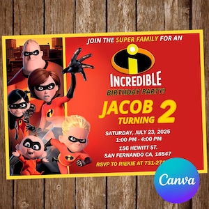 The Incredibles Invitation Birthday Party The Incredibles Birthday Invitation The Incredibles Editable Invitation