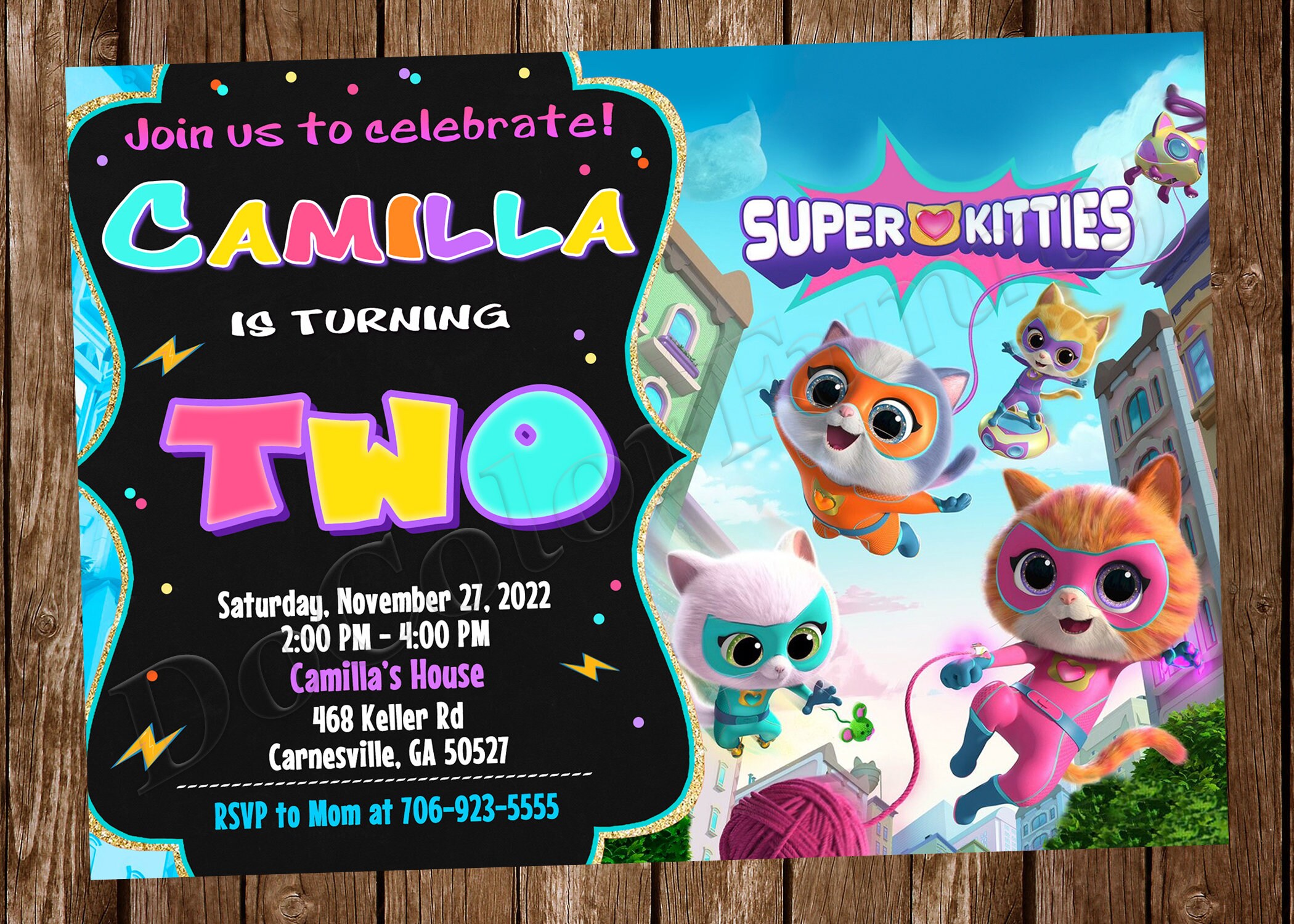 Super Kitties Invitation Super Kitties Birthday Super Kitties Party Super  Kitties Invite Super Kitties Digital Super Kitties Printable